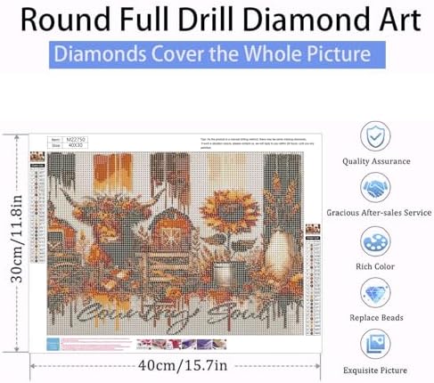 Xylogist Highland Cow Diamond Art Kits for Adults, 5D Diamond Painting - Image 4