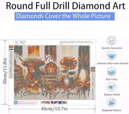 Xylogist Highland Cow Diamond Art Kits for Adults, 5D Diamond Painting - Image 4