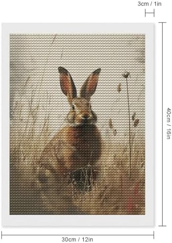 Brown Rabbit Diamond Drawing Art Kit for Adults Nature Easter Bunny Illustration DIY Diamond Art Painting for Beginners Full Drill Round Gem Art Painting for Crafts Home Wall Decor - Image 2