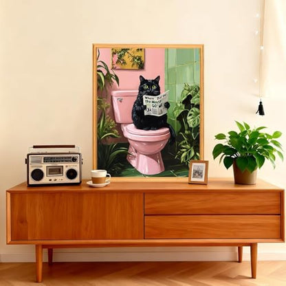 AIRDEA Cat Paint by Numbers for Adults Beginner,Cat on Toilet Painting by Number Kits on Canvas,Frameless,16x20in DIY Acrylic Painting,Home Wall Decor - Image 2