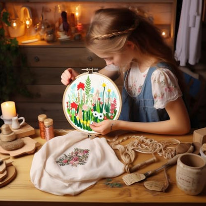 Bonroy Embroidery Kit for Beginners with Instructions,Cross Stitch Kits for Adults with Pattern,Needlepoint Kits for Adult Include Embroidery Cloth Hoops Needles Threads (flowers5) - Image 5