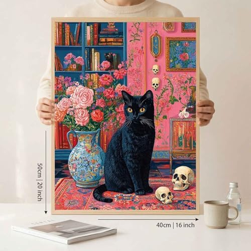 Amphol Paint by Numbers Kit for Adults - Mystic Black Cat Paint by Numbers Kit for Beginners, 16”x20” DIY Oil Painting Kit on Unframed Canvas for Home Wall Decor, Stress Relief with Acrylic Paint Set - Image 5
