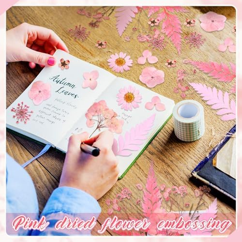 Fabbay 200 Pcs Dried Pressed Flowers Natural Leaves for Resin Nail, Pink - Image 6