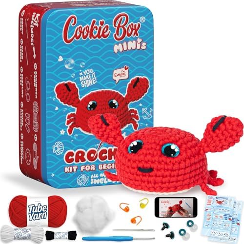 Cookie Box Crochet Kit for Beginners, Crab Eugene by CookieBox