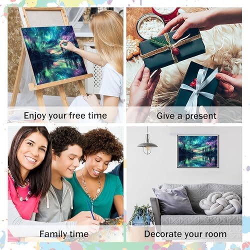 Hutarosl Paint by Numbers for Adults-Aurora Paint by Number Canvas for Adults,Starry Sky Paint by Number Adult,Aurora DIY Oil Painting Kits for Gifts Home Decor 16x20in - Image 6