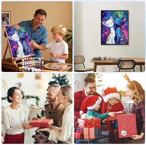 RICUVED Cats Paint by Numbers for Adults, Colorful Paint by Numbers Kit for Adults Beginners, DIY Acrylic Oil Painting on Canvas Easy for Gift Home Wall Decor 16x20 Inch - Image 7