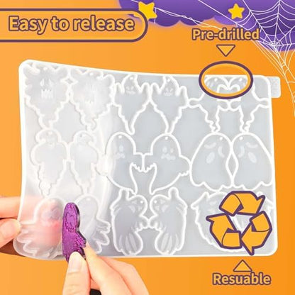 Halloween Resin Earring Molds with Holes, 9 Pair Ghost Earring Mold - Image 5