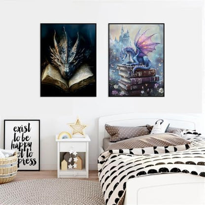 NEGEKFKX 2 Pack Dragon Paint by Numbers Kit for Adults Beginner with Framed,Flower Easy Adult Paint by Number Kits on Canvas DIY Painting for Beginners Art by Numbers for Home Wall Decor 10x12 Inch - Image 2