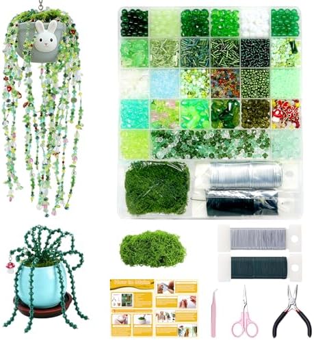 Fesorsi Beaded Plant Kit, Green Beads for Beaded Plants by Fesorsi