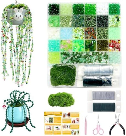 Fesorsi Beaded Plant Kit, Green Beads for Beaded Plants by Fesorsi