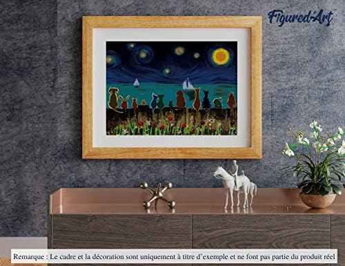 Figured'Art Paint by Numbers for Adults Starry Night with Animals 16"x20" - Craft Art Painting DIY Kit Rolled Canvas Without Frame - Image 4