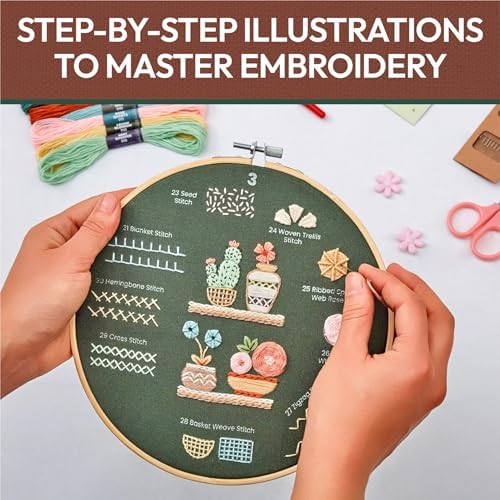 Craftwiz Embroidery Kit for Beginners, 4 Patterns, Learn 31 Stitches - Image 5