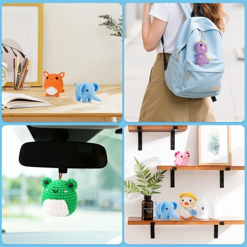 Gerute 6Pcs Crochet Kit for Beginners,Crochet Animal Kit with Step-by-Step Video Tutorial, Crocheting Kit for Starters, Beginner Crochet Kits for Adult Kid Women Men Complete Kit Included （40%+ Yarn - Image 4