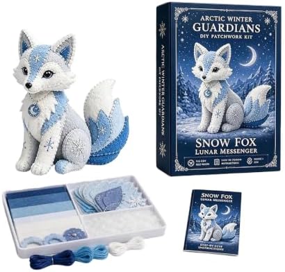 ROTORS Arctic Winter Guardians DIY Patchwork Kit, Pre Cut Felt Animal Sewing Kit, 3D Stuffed Creature Craft Set, Handmade Home Decor Gift for Beginners (Blue-F) by ROTORS
