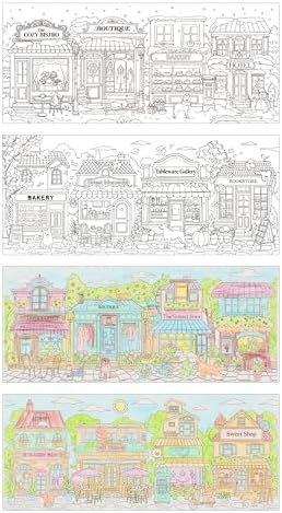 Birthday Coloring Cards, 4 Unique Blank Greeting Card Set with Streetscape, Season&Storefront, DIY Art Craft for Kids, Adults, Holiday Gift Ideas for Mom, Friends, Thank You&Greeting Card Collection - Image 2