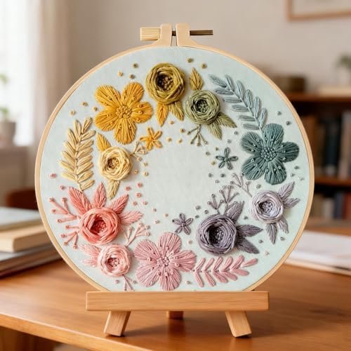 Herdiese Embroidery Kit for Beginners & Adults with Flower Pattern - Image 4