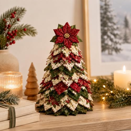 DIY Quilted Christmas Tree Kit, 3D Fabric Patchwork Craft Set for Adults & Beginners, Handmade Holiday Sewing & Tabletop Decor Project, Creative Crafting Gift Box (#X) - Image 4