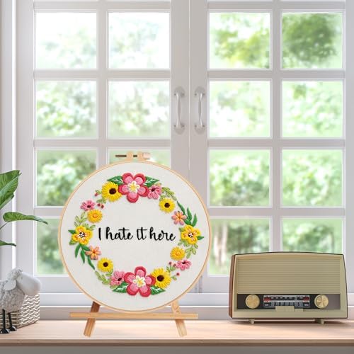Nuberlic Floral Embroidery Kit for Beginners,Funny Embroidery Practice Kit - Image 7