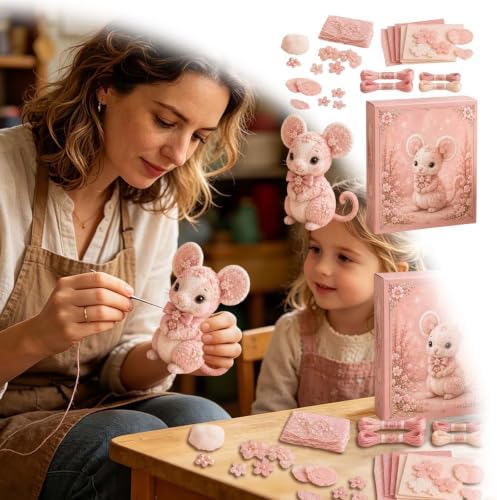 Pink Woodland Friends DIY Felt Patchwork Kit, Pastoral Wild Creatures Handicraft Activity, Manual Tailoring Bundle for Cute Ornament Shelf Décor Quilting Crafting Creative Gift Projects (Pink#A) - Image 6