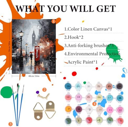 Paint by Numbers Kit for Adults Beginner 16x20 Inch, London City View - Image 4