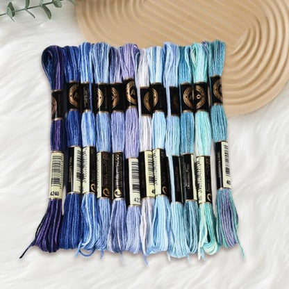 12 Skeins 105 Yards Blue Embroidery Thread Variegated Cross Stitch Floss Bulk 6 Ply Polyester Yarn Colorful Friendship Bracelet String for Sewing Making Needlecraft Knitting Stitching DIY - Image 7