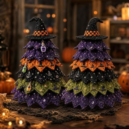 Quilted Christmas Tree Kit – Pre-Cut Fabric & Foam Cone DIY Tabletop Decoration with Tree Topper, No-Sew Holiday Craft Kit for Adults & Kids, Christmas Tree Decorations for Home, Party & Gifts (set7) - Image 5