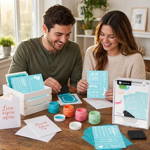 Hampton Art Little Crate Screen Printing Affirmations Card Making Kit 29 Piece, DIY Positive Affirmation Cards with Stencils and Paint, Makes 10 Cards, Today is The Day You are My Sunshine - Image 3