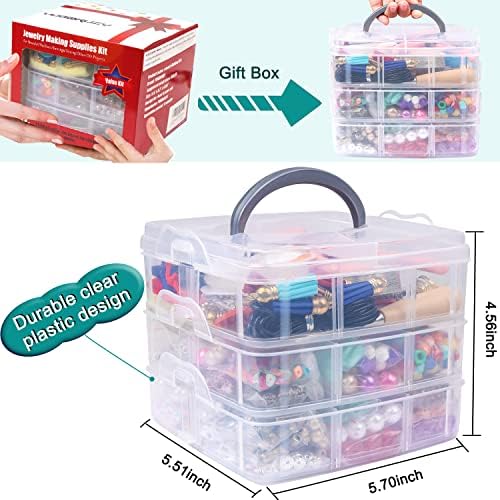 YUGDRUZY Jewelry Making Supplies Kit, 2831 pcs Bracelet Making Kits, Repair Tool with Jewelry Pliers, Jump Rings, Beads, Wire,Craft DIY Gifts - Image 5