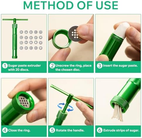 Polymer Clay Tools, Clay Extruder, Sugar Paste Extruder, Cake Fondant Tool Set for Decorating, Ceramics & Pottery Clay Extruders Mixers & Presses (Green) - Image 7