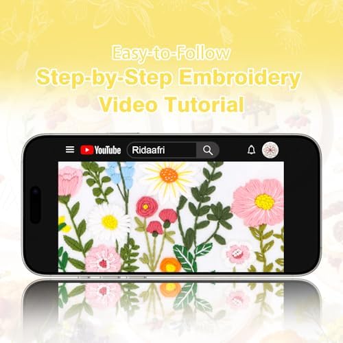 RidaaFri Embroidery Kit for Beginners, Set of 3 Flower Pattern Practice Kit - Image 6