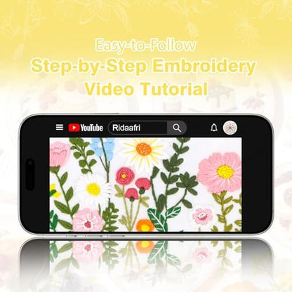 RidaaFri Embroidery Kit for Beginners, Set of 3 Flower Pattern Practice Kit - Image 6