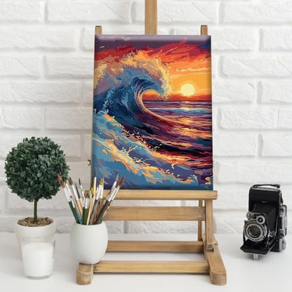 Natuyalo Framed Paint by Numbers on Canvas Sea Wave Acrylic Paint by Numbers Kits for Adults Beginner Sunset Seascape Pictures Painting Kits Ideal Gift Home Wall Decor 12x16 Inch - Image 2