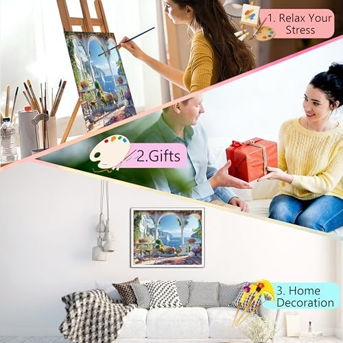 Ycydilirab Landscape Paint by Numbers Kit for Adults - Landscape Paint by Number for Adults,Paint by Number Adult Wall Art Decor 16×20 Inch - Image 7