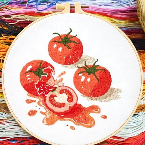 Tomato Embroidery Kits for Beginners Adults, Hand Embroidery Starter Kit, Cross Stitch Kits for Beginners DIY Craft Kits for Adults Women, Entire Set of Embroidery Supplies【Full-length Video Tutorial】 - Image 2