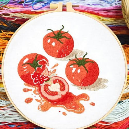 Tomato Embroidery Kits for Beginners Adults, Hand Embroidery Starter Kit, Cross Stitch Kits for Beginners DIY Craft Kits for Adults Women, Entire Set of Embroidery Supplies【Full-length Video Tutorial】 - Image 2
