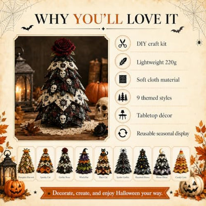 HZSprance DIY Quilted Christmas Tree Kit –3D Fabric Patchwork Kit(BlackE) - Image 5