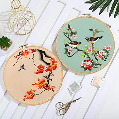Santune 3 Pack Embroidery Kit for Adults Cross Stitch Kits for Beginners with Bird Patterns,3 Instructions,1 Hoop,Threads and 6 Needles,Hand Needlepoint Sets for Women - Image 3