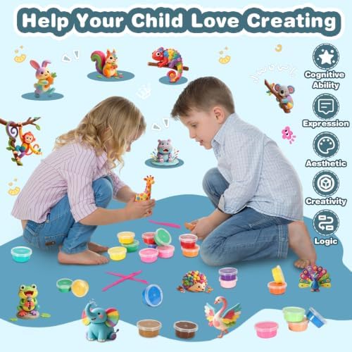 ifergoo Air Dry Clay Kit - 32 Colors Magic Foam Modeling Clay for Kids - Image 5