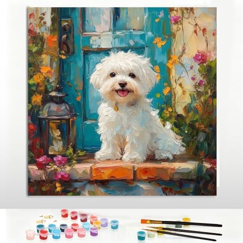 Pxzcrypha Dog Paint by Numbers Kit for Adults Beginner 16x16inch by Unknown