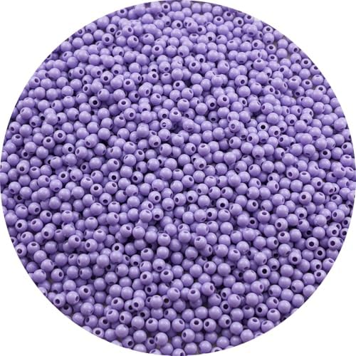 2000pcs Acrylic Round Beads for Crafts 4mm Resin Candy Color Spacer Beads with Hole for Jewelry Making Sewing Crafts Decoration Necklaces Bracelets Earrings Supplies(Light Purple) by Unknown