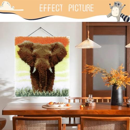 Elephant Latch Hook Kits for Adults Beginners, Pre-Printed 15“ X 20" - Image 4