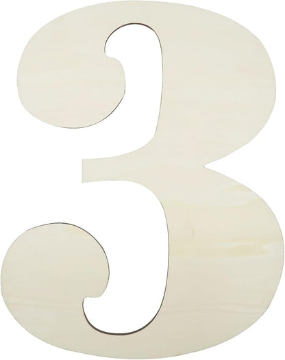 12 Inch Large Unfinished Wood Number, Paintable Unfinished Blank Wooden Numbers Board Unfinished Wood Slices for Birthday Wedding Graduate Party Wall Hang Decor - 3