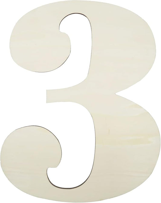 12 Inch Large Unfinished Wood Number, Paintable Unfinished Blank Wooden Numbers Board Unfinished Wood Slices for Birthday Wedding Graduate Party Wall Hang Decor - 3