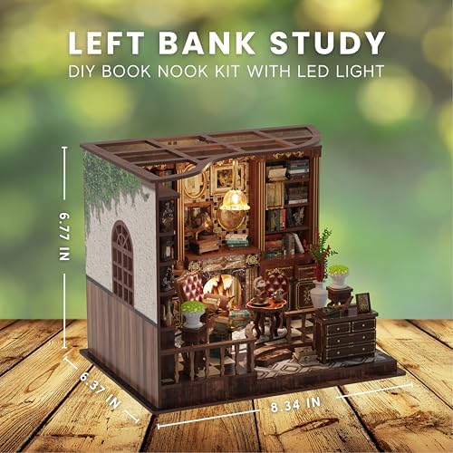 DIY Book Nook Kit LED 3D Wooden Puzzle - Left Bank Study - Image 5