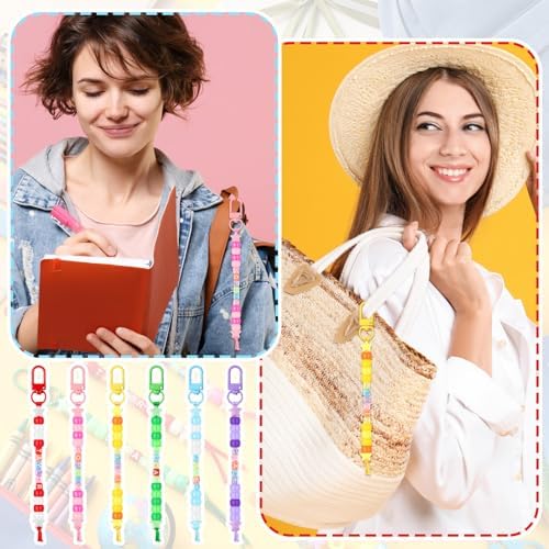 Suncalla 984 Pcs 24 Set Back to School Keychain Making Kit DIY Bead Craft - Image 4