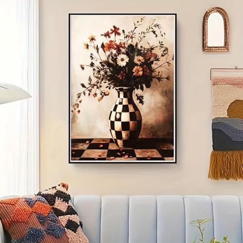 Vintage Floral Dark Paint by Numbers Kit for Adults Canvas, Frameworkless - Image 4