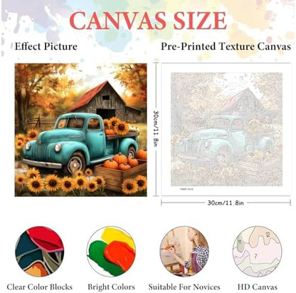 AIBOERL Paint by Numbers Kit for Adults Beginner,Fall Truck, 12X16In - Image 5