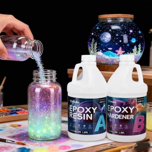 Zynnorix 2 Gallon Epoxy Resin Kit (Resin + Hardener) - Crystal Clear, UV Resistant, Non-Yellowing, Bubble Free, Food Safe for DIY Jewelry, Art, Casting, River Tables,1:1Ratio,256oz - Image 5