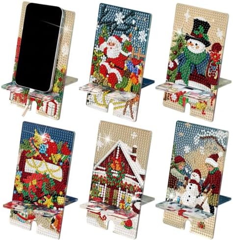 Saillong 6 Pcs Vintage Christmas Diamond Painting Phone Stand DIY Holder by Saillong