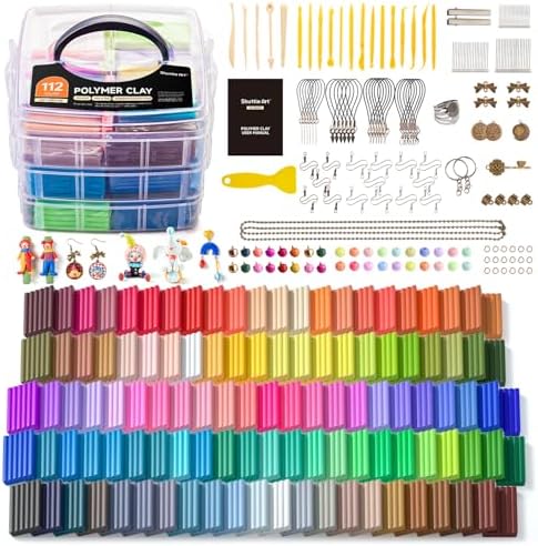 Shuttle Art 112 Colors Polymer Clay Kit, Oven Bake Clay for Kids, 20 Sculpting Tools, 16 Accessories, Non-Toxic, Non-Sticky DIY Crafts for Kids Adults by ShuttleArt